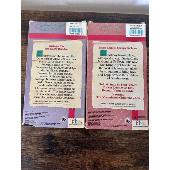 2 F.H.E. Videos: Santa Claus is Coming to Town-Rudolph  (VHS) 1989 Not Tested - Picture 3 of 7